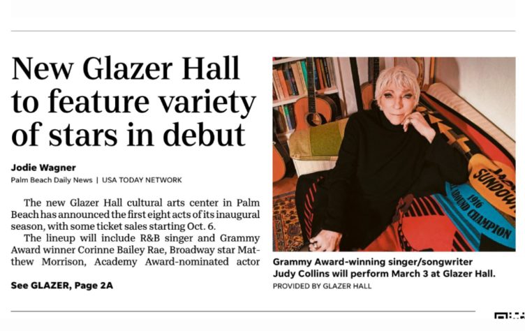 GLAZER HALL DEBUT FEATURES JUDY COLLINS